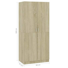 Montloxs Armadio a 2 Ante, Mensola Grande con Barra Appendiabiti, mobili per Camera da Letto, 80x52x180 cm, Rovere Sonoma