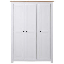 Montloxs Armadio a 3 Ante, 4 Ripiani e Un Ampio Scomparto con un'asta per Appendere, Armadio in Legno di Pino massello, mobili per la Camera da Letto, 118x50x171,5, Bianco