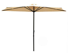 Megashopitalia Ombrellone da Muro a Parete Mezzaluna Rotondo Legno Esterno Giardino 270X150X250H CM Beige