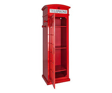 Dmora Armadio Cabina telefonica londinese con Tre Ripiani e Specchio, Colore Rosso, cm 68 x 215 x 55