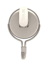 Gancio a ventosa per bagno e cucina, in alluminio argentato e acciaio inox.
