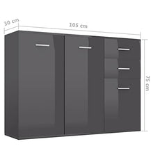 vidaXL - Sideboard Hochglanz-Grau 105x30x75 cm Spanplatte