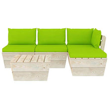 FAMIROSA Set Divani da Giardino su Pallet 5 pz con Cuscini Legno Abete-3467