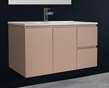 OrionShop Mobile Bagno Sospeso Ariete da 90cm Tortora Opaco con Lavabo Specchio e Lampada LED Inclusi