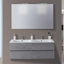 mazzoni Mobile da Bagno Sospeso 120cm Maiorca Light Doppia Vasca Grigio Cemento