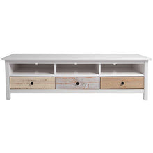 VS Venta-stock Mobile TV Magda 3 Cassetti, Realizzato in Pino Massiccio, Colore Bianco, 158 CM