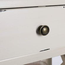 Comodino in legno bianco crema, vintage, stile rustico, retro
