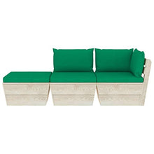 SKM Set Divani da Giardino su Pallet 3 pz con Cuscini Legno Abete (56.1kg) Verde-3425