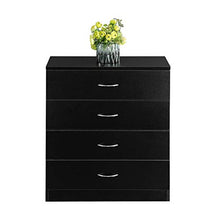 Cassettiera per camera da letto, in legno MDF semplice con 4 cassetti (nero)