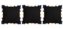 Pirate Black Cushion Cover with Colorful Pom poms (3 PCS 16 x 16â)