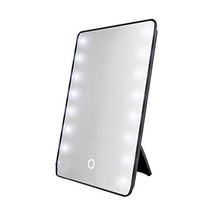 Specchio per il trucco Specchio con 16 LED Specchio cosmetico con interruttore Touch Dimmer Supporto a batteria per bagno da viaggio,Nero