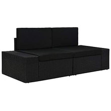 Goliraya Divano Modulare a 2 Posti/ 3 Posti da Giardino in Polyrattan con Cuscini Arredi da Esterno Divano Divano da Esterno Nero