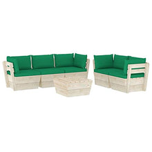 SKM Set Divani da Giardino su Pallet 6 pz con Cuscini Legno Abete (122.7kg) Verde-3521