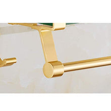 XBSXP Mensola in Vetro temperato mensole per Bagno a Parete, Acciaio Inossidabile Cromato Rifinito con 2 Ganci (Colore: Oro, Dimensioni: 50 cm)