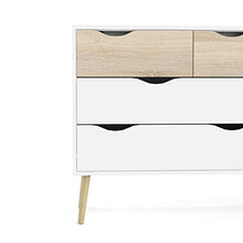 Dmora Cassettiera Doppia a 8 cassetti, Colore Bianco e Rovere, cm 195 x 81 x 39