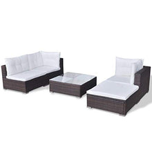 OUSEE Set Divani da Giardino 5 pz con Cuscini in Polyrattan Marrone