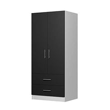 FolLDSMART Armadio a 2 ante con cassetti (bianco/nero) – Montaggio super semplice in 10 minuti.