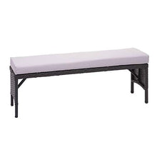 Mendler Panca panchina HWC-G16 polyrattan 112cm Nero Cuscino Grigio Chiaro