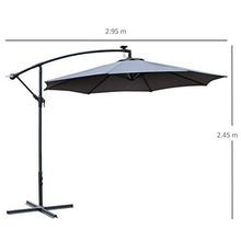 Outsunny Ombrellone da Giardino a Braccio con Manovella e 8 Strisce LED a Energia Solare Φ2.95x2.45m, Grigio