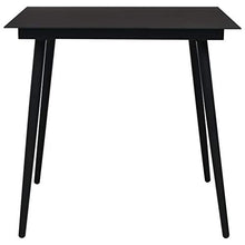 FAMIROSA Tavolo da Giardino Nero 80x80x74 cm in Acciaio e Vetro-2157