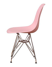 Sedia da pranzo in plastica modellata con base in metallo e gambe in acciaio per soggiorno, camera da letto, sala d'attesa, ufficio, caffè, reception, set da 4 pezzi, colore: rosa