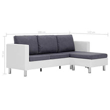 Tidyard Divano a 3 Posti con Cuscini in Similpelle,Poltrona Relax Poltrona Moderna,Design Confortevole Bianco