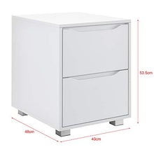 [en.casa] Comodino da Notte a 2 Cassetti 53,5 x 40 x 48 cm Cassettiera e Portaoggetti Capiente Mobile da Divano/Letto in Design Moderno - Bianco