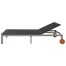 FAMIROSA Lettino Prendisole Doppio con Ruote in Polyrattan Nero