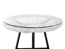 Beliani Set da Esterno Tavolino e 2 Sedie Bianco Rattan Sintetico Moderno Acapulco