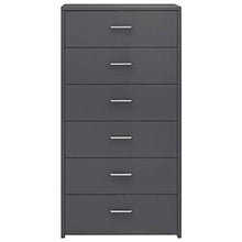 FAMIROSA Credenza con 6 Cassetti Grigio Lucido 50x34x96 cm in Truciolato