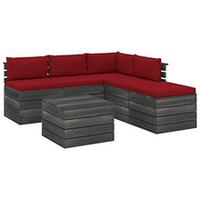 FAMIROSA Set Divani da Giardino su Pallet 6 pz con Cuscini Massello Pino-1932