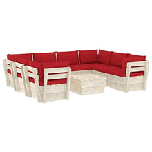 SKM Set Divani da Giardino su Pallet 9 pz con Cuscini Legno Abete (179.1kg) Rosso-3606