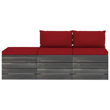 FAMIROSA Set Divani da Giardino su Pallet 3 pz con Cuscini Massello Pino-1764