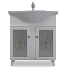 Shop Chic Mobile bagno bianco shabby da 75 cm con specchio applique e vetri decorato