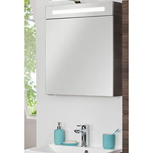 FACKELMANN B.Clever - Set di mobili da bagno, 2 pezzi, 60 cm, con lavabo in marmo e armadietto a specchio a LED