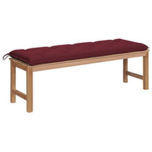 vidaXL Panca da Giardino con Cuscino Rosso Vino 150 cm Legno di Teak