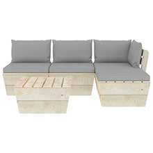 FAMIROSA Set Divani da Giardino su Pallet 5 pz con Cuscini Legno Abete-3457