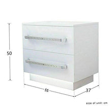 Comodino con 2 cassetti RGB LED e comodino da notte lucido, per camera da letto, soggiorno, 55 x 37 x 50 cm, colore: bianco