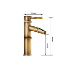 VBARV Rubinetto per lavabo monoforo in bambù Vintage - Tutto Rame Antico Rubinetto Rubinetto dell'Acqua Calda e Fredda Bagno Cascata Rubinetto Rubinetto monocomando lavello