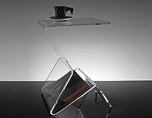 Slato tavolino portariviste. Comodino da Notte dal Design Moderno in plexiglass Trasparente Dagmar (30 × 30 × h42 cm)