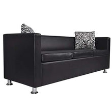 FAMIROSA Set Divani a 3 e a 2 Posti in Similpelle Nero