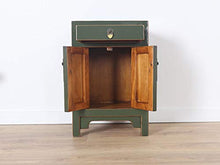 Yajutang Cassettiera cinese comodino in legno massello verde oliva