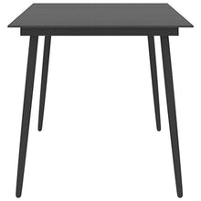 FAMIROSA Tavolo da Giardino Nero 150x90x74 cm in Acciaio e Vetro
