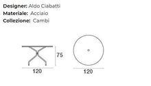 EMU Tavolo Esterno Cambi Diametro 120 CM Art. 805 + 4 POLTRONE Ronda Art. 116 Colore Grigio Antico