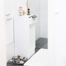Relaxdays Mobile Bagno Legno, Armadietto con Cassetto, Design a Lamella, con Un’Anta, HLP: 80 x 30,5 x 30,5 cm, Bianco, White