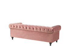 Beliani Divano a 3 Posti in Velluto Rosa Gambe Nere Moderno Chesterfield