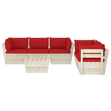 FAMIROSA Set Divani da Giardino su Pallet 6 pz con Cuscini Legno Abete-3522