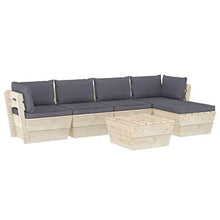 FAMIROSA Set Divani da Giardino su Pallet 6 pz con Cuscini Legno Abete-3504