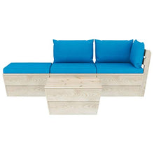 FAMIROSA Set Divani da Giardino su Pallet 4 pz con Cuscini Legno Abete-3436