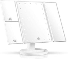 Specchio Specchi per Il Trucco vanità con Interruttore Touch Screen luci, Rotazione a 180 Gradi a Doppia Alimentazione Portatile Trifold